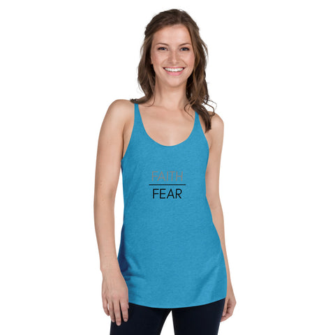 *NEW* FAITH Over FEAR (BLK&GRY) Women's Racerback Tank